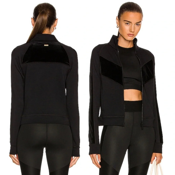 $165 Alala Alpine Track Jacket - Black Velvet Size Small